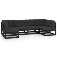 Thumbnail for 6-tlg. Garten-Lounge-Set mit Kissen Schwarz Massivholz Kiefer