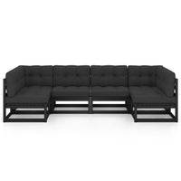 Thumbnail for 6-tlg. Garten-Lounge-Set mit Kissen Schwarz Massivholz Kiefer