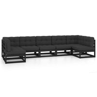 Thumbnail for 7-tlg. Garten-Lounge-Set mit Kissen Schwarz Massivholz Kiefer