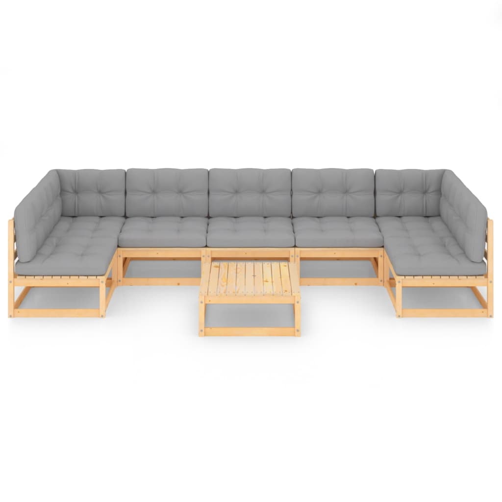 8-tlg. Garten-Lounge-Set mit Kissen Massivholz Kiefer
