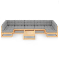 Thumbnail for 8-tlg. Garten-Lounge-Set mit Kissen Massivholz Kiefer