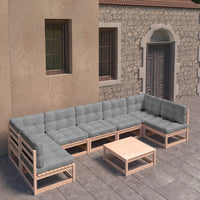 Thumbnail for 8-tlg. Garten-Lounge-Set mit Kissen Massivholz Kiefer