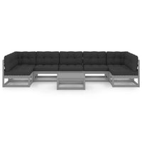Thumbnail for 8-tlg. Garten-Lounge-Set mit Kissen Grau Kiefer Massivholz
