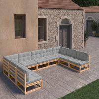 Thumbnail for 9-tlg. Garten-Lounge-Set mit Kissen Kiefer Massivholz