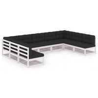 Thumbnail for 9-tlg. Garten-Lounge-Set mit Kissen Weiß Kiefer Massivholz