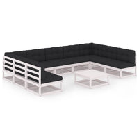 Thumbnail for 10-tlg. Garten-Lounge-Set mit Kissen Weiß Kiefer Massivholz