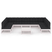 Thumbnail for 10-tlg. Garten-Lounge-Set mit Kissen Weiß Kiefer Massivholz