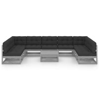 Thumbnail for 10-tlg. Garten-Lounge-Set mit Kissen Grau Kiefer Massivholz