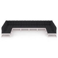 Thumbnail for 10-tlg. Garten-Lounge-Set mit Kissen Weiß Kiefer Massivholz