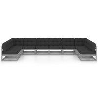 Thumbnail for 10-tlg. Garten-Lounge-Set mit Kissen Grau Kiefer Massivholz