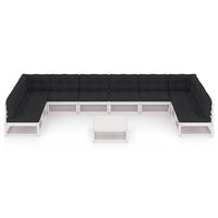 Thumbnail for 11-tlg. Garten-Lounge-Set mit Kissen Weiß Kiefer Massivholz