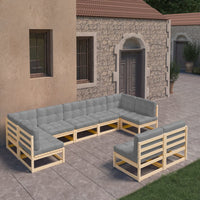 Thumbnail for 9-tlg. Garten-Lounge-Set mit Kissen Kiefer Massivholz