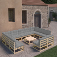 Thumbnail for 12-tlg. Garten-Lounge-Set mit Kissen Massivholz Kiefer