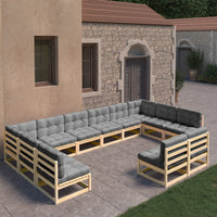 Thumbnail for 12-tlg. Garten-Lounge-Set mit Kissen Kiefer Massivholz