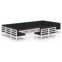 Thumbnail for 12-tlg. Garten-Lounge-Set mit Kissen Weiß Kiefer Massivholz