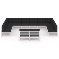 Thumbnail for 12-tlg. Garten-Lounge-Set mit Kissen Weiß Kiefer Massivholz