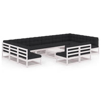 Thumbnail for 13-tlg. Garten-Lounge-Set mit Kissen Weiß Kiefer Massivholz