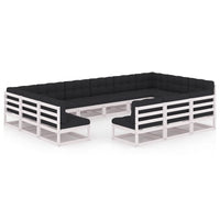 Thumbnail for 13-tlg. Garten-Lounge-Set mit Kissen Weiß Kiefer Massivholz