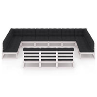 Thumbnail for 13-tlg. Garten-Lounge-Set mit Kissen Weiß Kiefer Massivholz