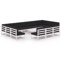 Thumbnail for 14-tlg. Garten-Lounge-Set mit Kissen Weiß Kiefer Massivholz