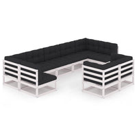 Thumbnail for 9-tlg. Garten-Lounge-Set mit Kissen Weiß Kiefer Massivholz