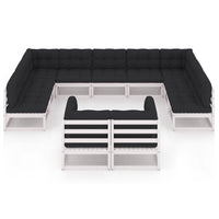 Thumbnail for 11-tlg. Garten-Lounge-Set mit Kissen Weiß Kiefer Massivholz