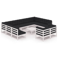 Thumbnail for 12-tlg. Garten-Lounge-Set mit Kissen Weiß Kiefer Massivholz