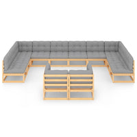 Thumbnail for 12-tlg. Garten-Lounge-Set mit Kissen Kiefer Massivholz