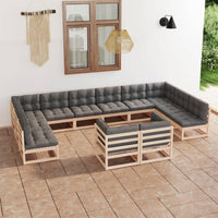 Thumbnail for 12-tlg. Garten-Lounge-Set mit Kissen Kiefer Massivholz