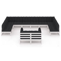 Thumbnail for 12-tlg. Garten-Lounge-Set mit Kissen Weiß Kiefer Massivholz