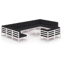 Thumbnail for 13-tlg. Garten-Lounge-Set mit Kissen Weiß Kiefer Massivholz