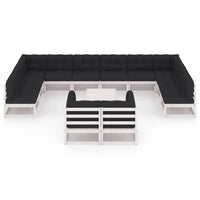 Thumbnail for 13-tlg. Garten-Lounge-Set mit Kissen Weiß Kiefer Massivholz