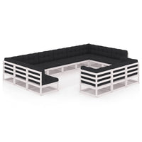 Thumbnail for 13-tlg. Garten-Lounge-Set mit Kissen Weiß Kiefer Massivholz