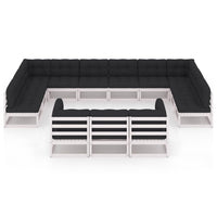 Thumbnail for 13-tlg. Garten-Lounge-Set mit Kissen Weiß Kiefer Massivholz