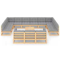 Thumbnail for 14-tlg. Garten-Lounge-Set mit Kissen Massivholz Kiefer
