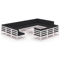 Thumbnail for 14-tlg. Garten-Lounge-Set mit Kissen Weiß Kiefer Massivholz