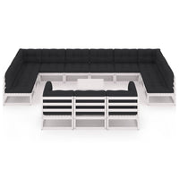 Thumbnail for 14-tlg. Garten-Lounge-Set mit Kissen Weiß Kiefer Massivholz