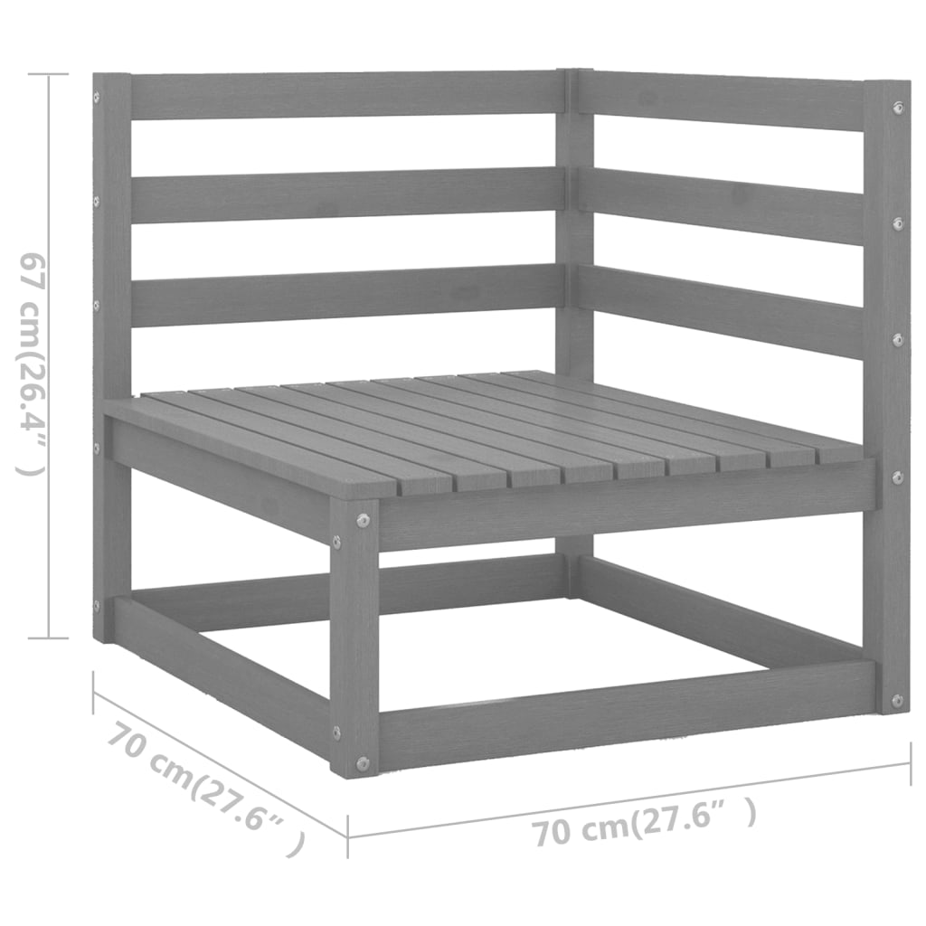 14-tlg. Garten-Lounge-Set mit Kissen Grau Kiefer Massivholz