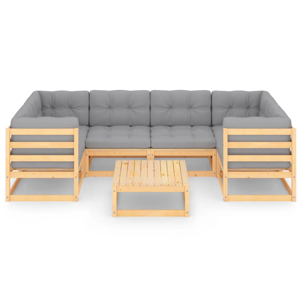 7-tlg. Garten-Lounge-Set mit Kissen Kiefer Massivholz