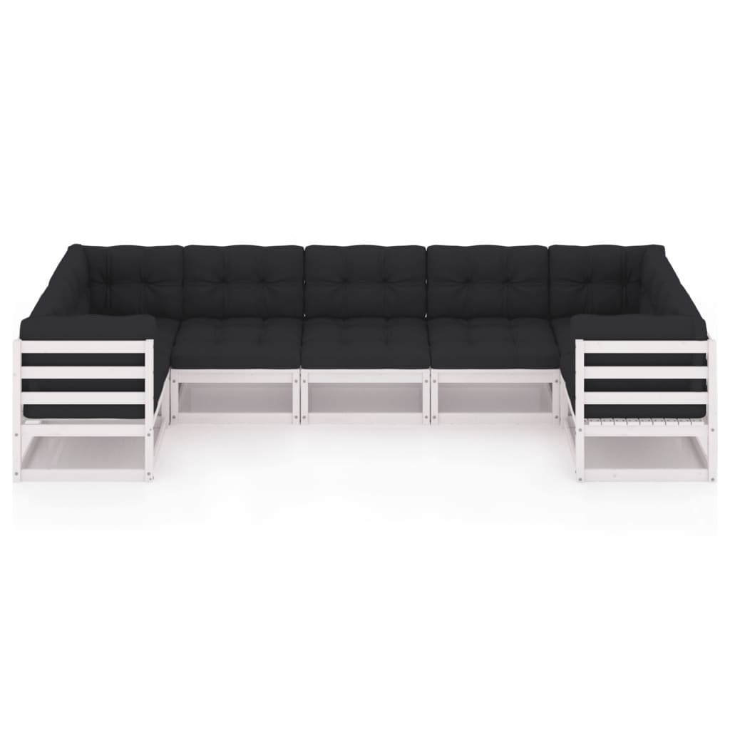 7-tlg. Garten-Lounge-Set mit Kissen Weiß Kiefer Massivholz