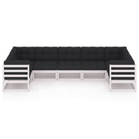 Thumbnail for 7-tlg. Garten-Lounge-Set mit Kissen Weiß Kiefer Massivholz