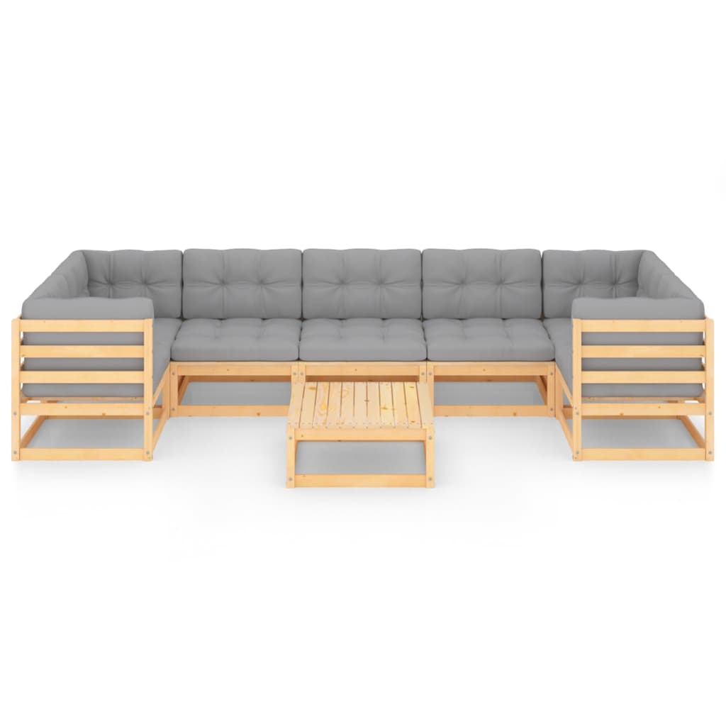 8-tlg. Garten-Lounge-Set mit Kissen Massivholz Kiefer