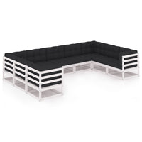 Thumbnail for 9-tlg. Garten-Lounge-Set mit Kissen Weiß Kiefer Massivholz