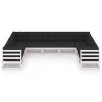 Thumbnail for 9-tlg. Garten-Lounge-Set mit Kissen Weiß Kiefer Massivholz