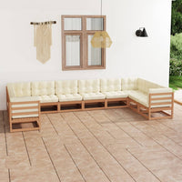 Thumbnail for 10-tlg. Garten-Lounge-Set Kissen Honigbraun Kiefer Massivholz
