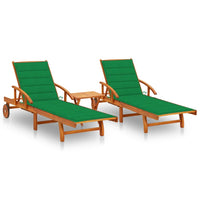 Thumbnail for Sonnenliegen 2 Stk. mit Tisch und Auflagen Massivholz Akazie