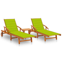 Thumbnail for Sonnenliegen 2 Stk. mit Tisch und Auflagen Massivholz Akazie