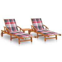 Thumbnail for Sonnenliegen 2 Stk. mit Tisch und Auflagen Massivholz Akazie
