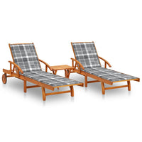Thumbnail for Sonnenliegen 2 Stk. mit Tisch und Auflagen Massivholz Akazie