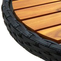 Thumbnail for Beistelltisch Schwarz 60 cm Poly Rattan und Massivholz Akazie